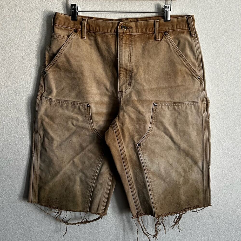 Carhartt faded brown double knee work wear carpenter shorts